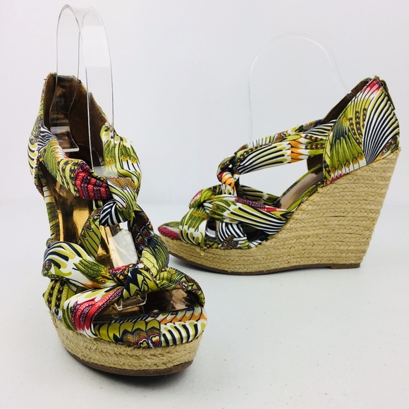 Carlos Santana Shoes - Carlos Santana Platform Wedge Sandal Heels Peacock